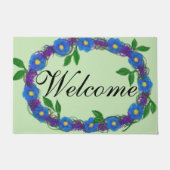 Begrüßung Blauer Violet Blumenreath Fußmatte (Vorderseite)