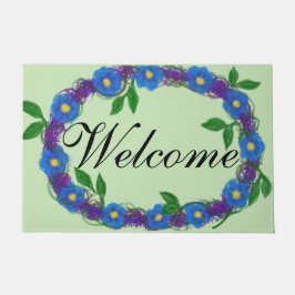 Begrüßung Blauer Violet Blumenreath Fußmatte