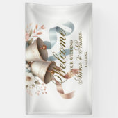 Begrüßung Blumen Glocken Pink Blue Ribbons Banner (Vertikal)