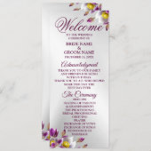 Begrüßung Blumenrosa Lila Silberelegant Programm (Vorne/Hinten)