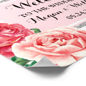 Begrüßung Blütensilber Streifen Rosa Bläschen Poster (Ecke)