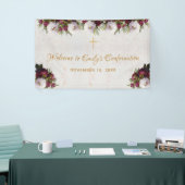 Begrüßung Burgundy Peony Marble Bloral Banner (Messeveranstaltung)