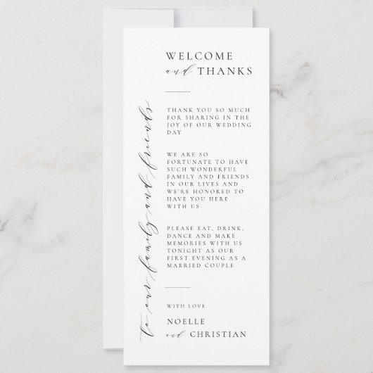 Begrüßung & Dank Minimal Tischnachrichten Platzkar Einladung (Vorderseite)