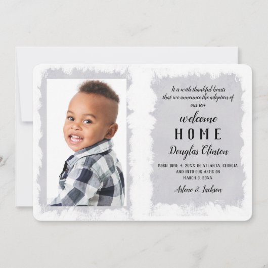 Begrüßung der Adoption von Zuhause Foto Einladung (Vorderseite)