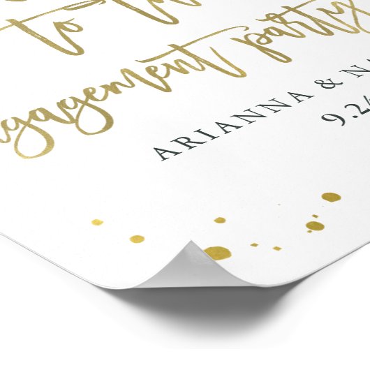 Begrüßung der aquamarinen Geode- und Gold-Engageme Poster (Ecke)