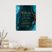 Begrüßung der aquamarinen und Gold Agate Hochzeit Poster (Küche)