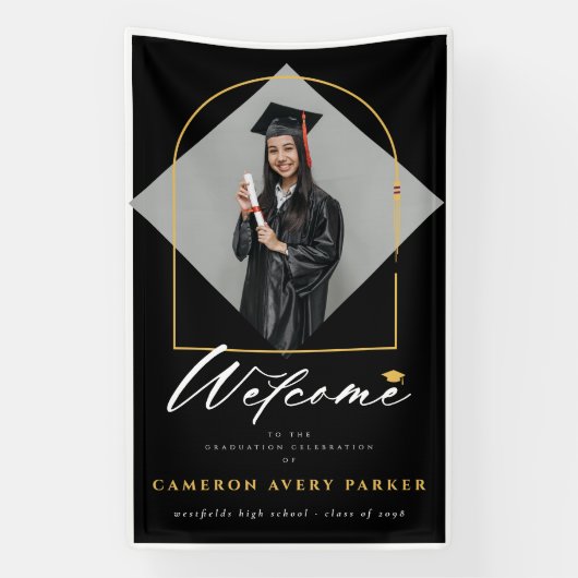 Begrüßung der Arch Tassels Frame Foto Graduation P Banner (Vertikal)