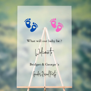 Begrüßung der Babyfüße Geschlecht zeigen Party mat Acrylschild