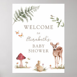 Begrüßung der bezaubernden Waldtierdusche Poster