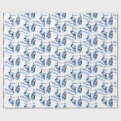 Begrüßung der blauen Sportschuhe personalisiert Geschenkpapier (Flach)