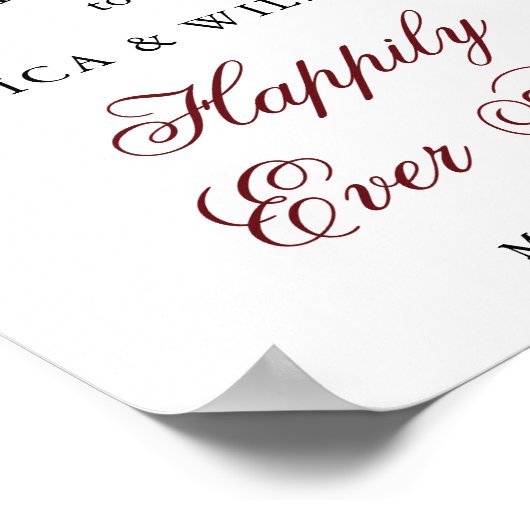 Begrüßung der Blütenblütenhochzeit in Burgund Poster (Ecke)