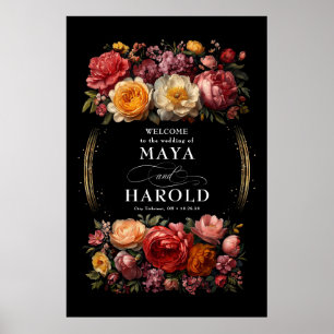 Begrüßung der Botanischen Blumenmoody Black Poster