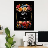 Begrüßung der Botanischen Blumenmoody Black Poster (Heimbüro)