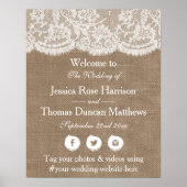 Begrüßung der Burlap & Lace Wedding Collection Poster (Vorne)