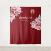 Begrüßung der chinesischen Hochzeit mit Peony Crea Wandteppich (Vorderseite)