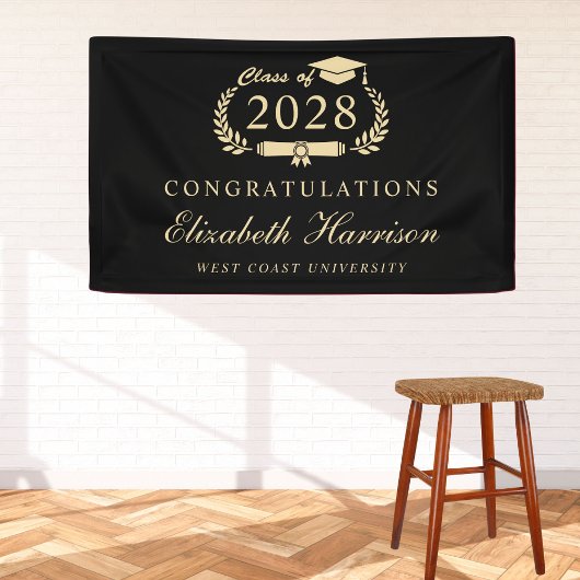 Begrüßung der eleganten Black Gold Graduation Part Banner