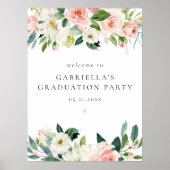 Begrüßung der eleganten Blush Pink Floral Graduati Poster (Vorne)