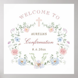 Begrüßung der eleganten floralen Rahmenbestätigung Poster