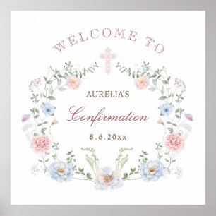 Begrüßung der eleganten floralen Rahmenbestätigung Poster