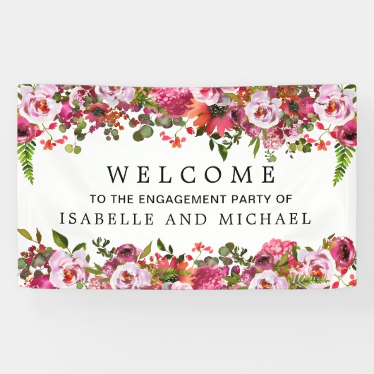 Begrüßung der eleganten Watercolor Floral Engageme Banner (Horizontal)