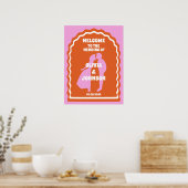 Begrüßung der feinen rosa Orange Retro Wavy Arch W Poster (Küche)