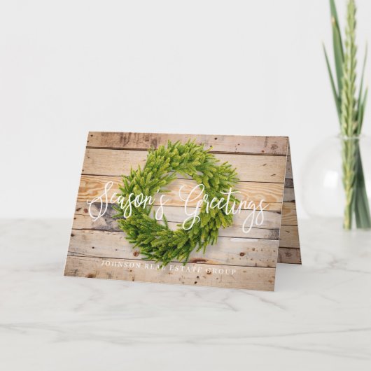 Begrüßung der Foliage Wreath Barn Wood Season Karte (Vorderseite)