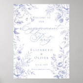 Begrüßung der französischen Damentoilette Blue Flo Poster (Vorne)