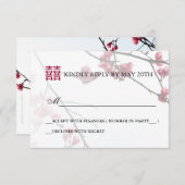 Begrüßung der Frühjahrs-Doppelhappines/Hochzeitser RSVP Karte (Vorne/Hinten)