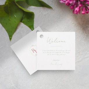 Begrüßung der Gastgeschenk Hochzeit Weichgrün und Geschenkanhänger