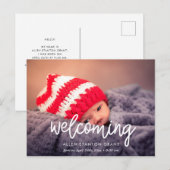 Begrüßung der Geburtsankündigung des modernen Foto Postkarte (Vorne/Hinten)