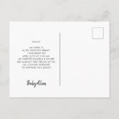 Begrüßung der Geburtsankündigung des modernen Foto Postkarte (Rückseite)