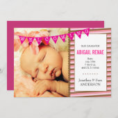 Begrüßung der Geburtserklärung des Baby Girl Foto Ankündigung (Vorne/Hinten)