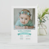 Begrüßung der Geburtserklärung von Baby Foto Ankündigung (Stehend Vorderseite)