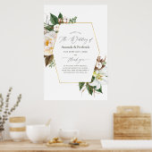 Begrüßung der geometrischen Hochzeit der Gold Flor Poster (Küche)