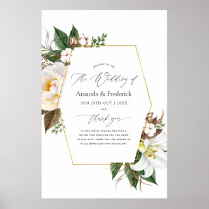 Begrüßung der geometrischen Hochzeit der Gold Flor Poster