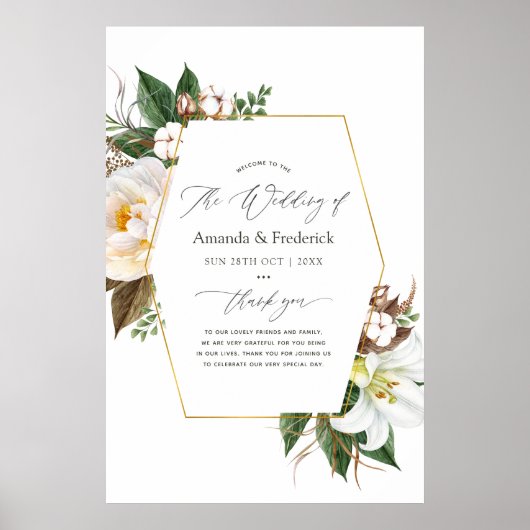 Begrüßung der geometrischen Hochzeit der Gold Flor Poster (Vorne)