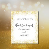 Begrüßung der Glitzern mit weißem Hochzeitsgold Poster