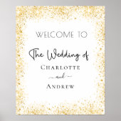 Begrüßung der Glitzern mit weißem Hochzeitsgold Poster (Vorne)
