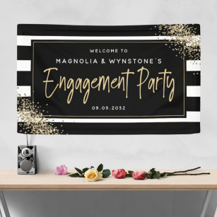 Begrüßung der Gold Glitzer Engagement Party Banner