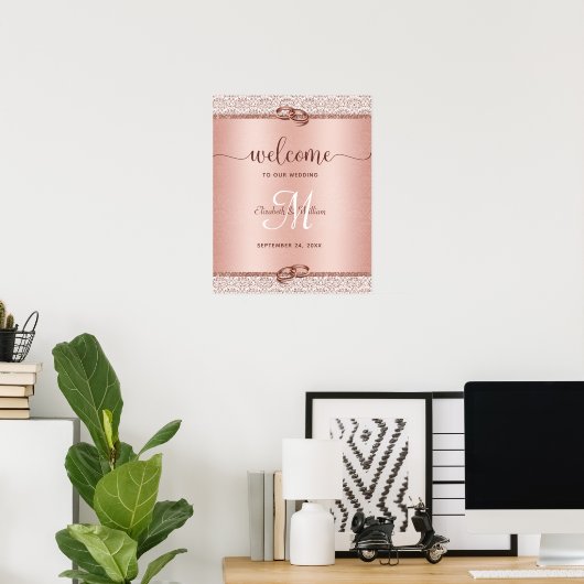 Begrüßung der Gold Monogram Rose Poster (Heimbüro)