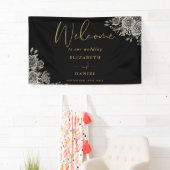 Begrüßung der gotischen Schwarz-Gold-Blumen Banner (Insitu)