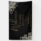 Begrüßung der gotischen Schwarz-Gold-Blumen Banner (Vertikal)