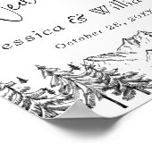 Begrüßung der handgezogenen Bergwaldhochzeit Poster (Ecke)