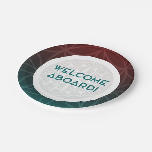 Begrüßung der heiligen Geometrie des Teams Pappteller (Schrägansicht)