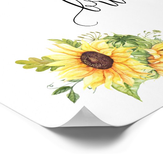 Begrüßung der Hochzeit der Sonnenblumen im Brautpa Poster (Ecke)