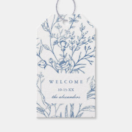 Begrüßung der Hochzeit von Blauer Flora Geschenkanhänger