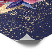 Begrüßung der Hochzeit von Burgund Marine und Gold Poster (Ecke)