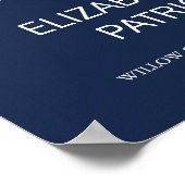 Begrüßung der Hochzeit von Elegant-Navy-Kalligrafi Poster (Ecke)