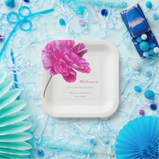 Begrüßung der Hochzeit von hellrosa Peony Pappteller (Party)