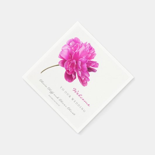 Begrüßung der Hochzeit von hellrosa Peony Serviette (Ecke)